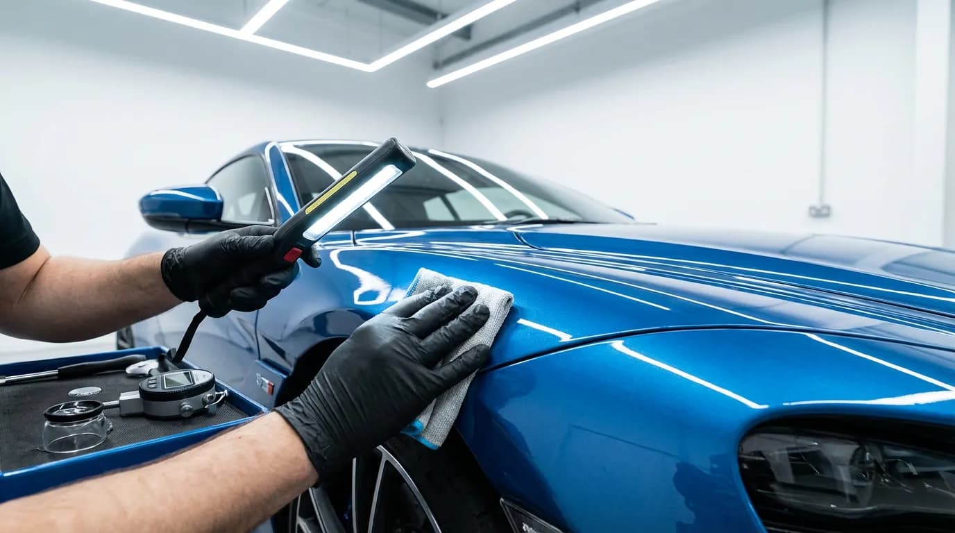 Analyse détaillée de la carrosserie d'une voiture, illustrant le processus de vérification et l'importance des avis clients pour BH Car.