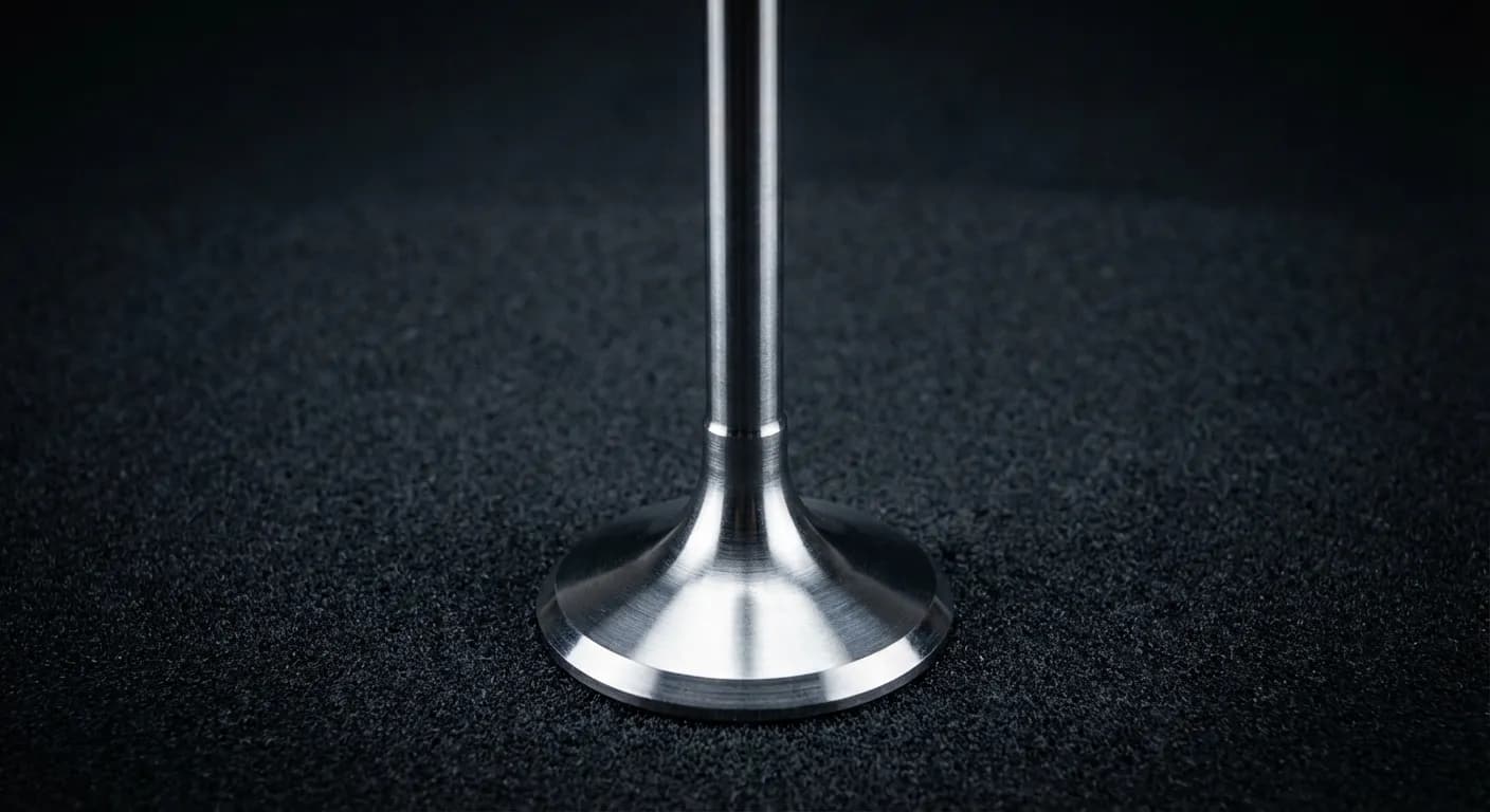 Image iconique et minimaliste d'une soupape de moteur, fort contraste, haute précision.
