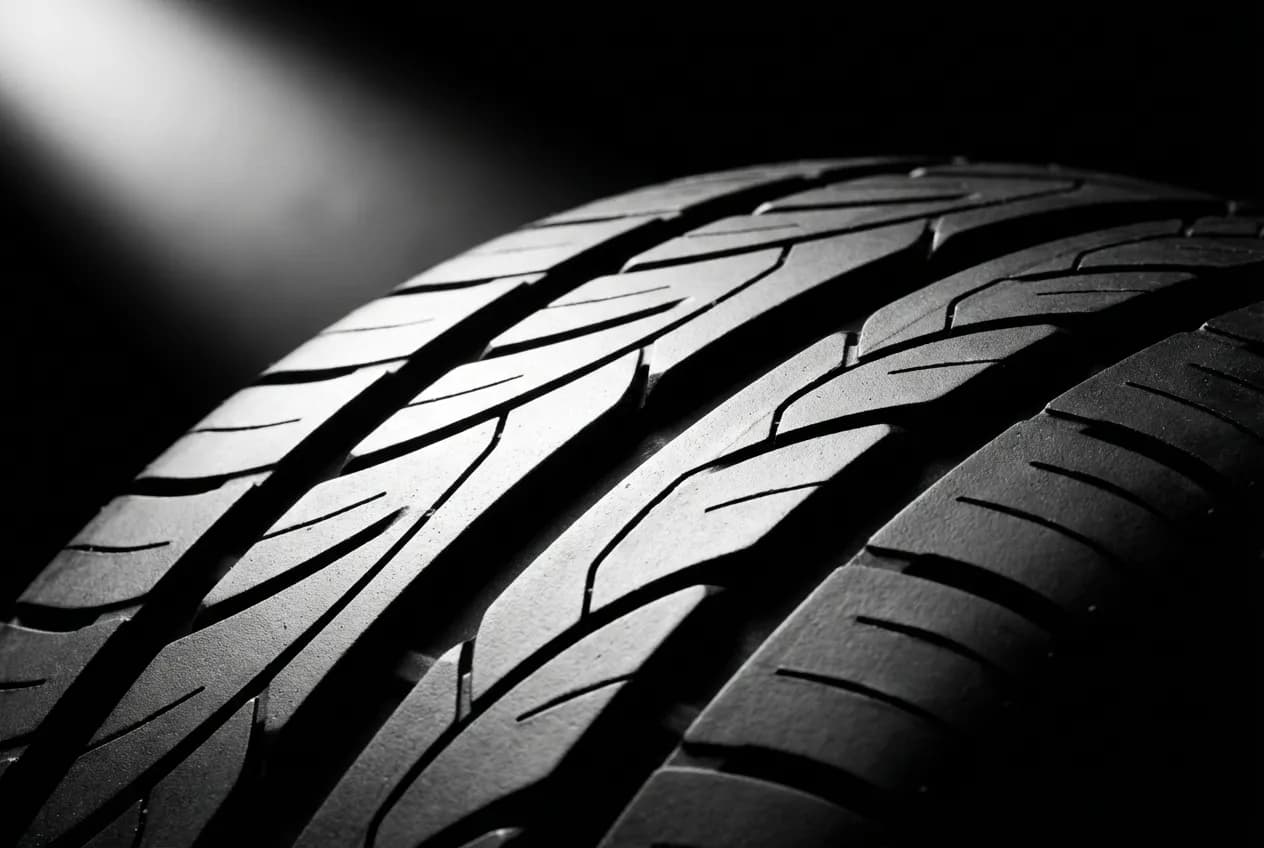 Gros plan détaillé de la bande de roulement d'un pneu Nexen neuf sur fond noir, mettant en évidence son design technique.