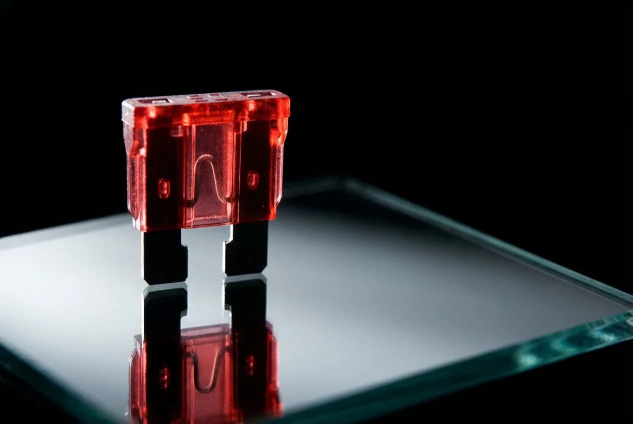 Fusible Direction Assistée 207 : Guide de Remplacement Facile Gros plan sur un fusible automobile coloré, représentant le fusible de la direction assistée pour une 207.