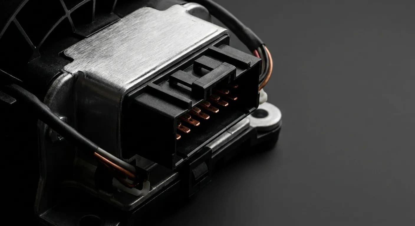 Airbag à contrôler Clio 3 : Diagnostic, Causes et Solutions Connecteur d'airbag de voiture en gros plan, avec un éclairage dramatique pour la miniature.