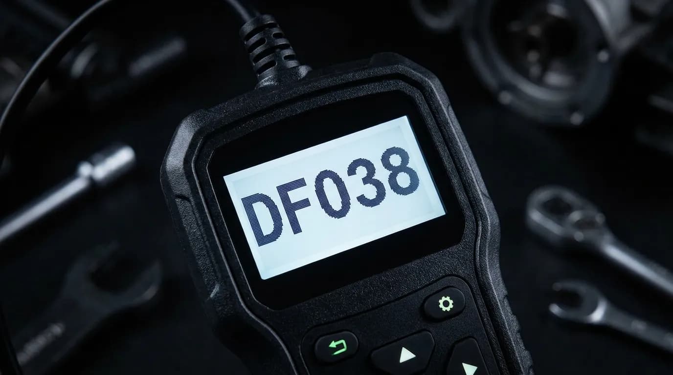 Code DF038 Renault : Guide complet du voyant airbag allumé Miniature d'un écran d'outil de diagnostic affichant un code d'erreur.