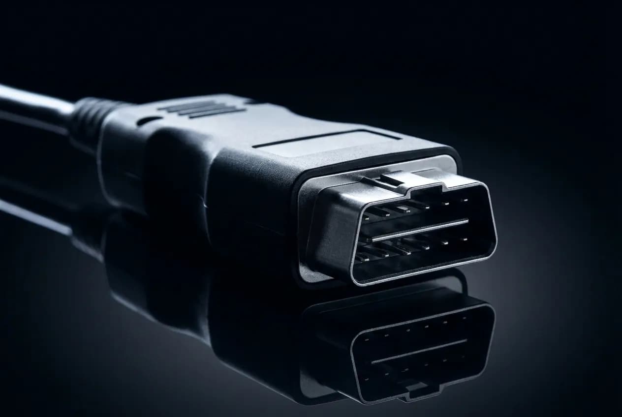 Clip CAN Renault : Guide complet de l'outil de diagnostic Gros plan de la sonde de diagnostic Clip CAN Renault sur un fond noir minimaliste.