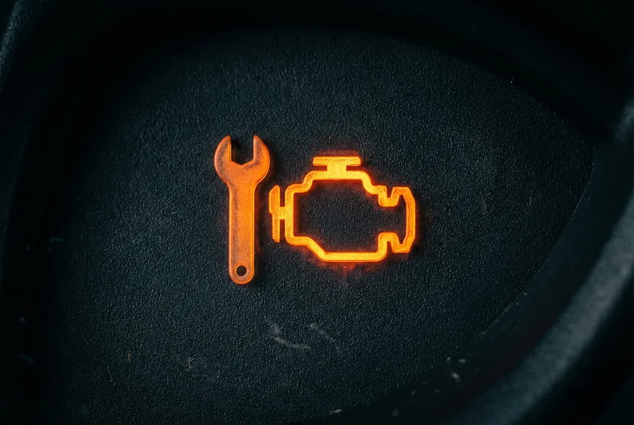 Voyant SERV Clio 2 : causes, diagnostic et solutions Gros plan minimaliste et à fort contraste de l'icône du voyant de service SERV orange, parfaitement lisible.