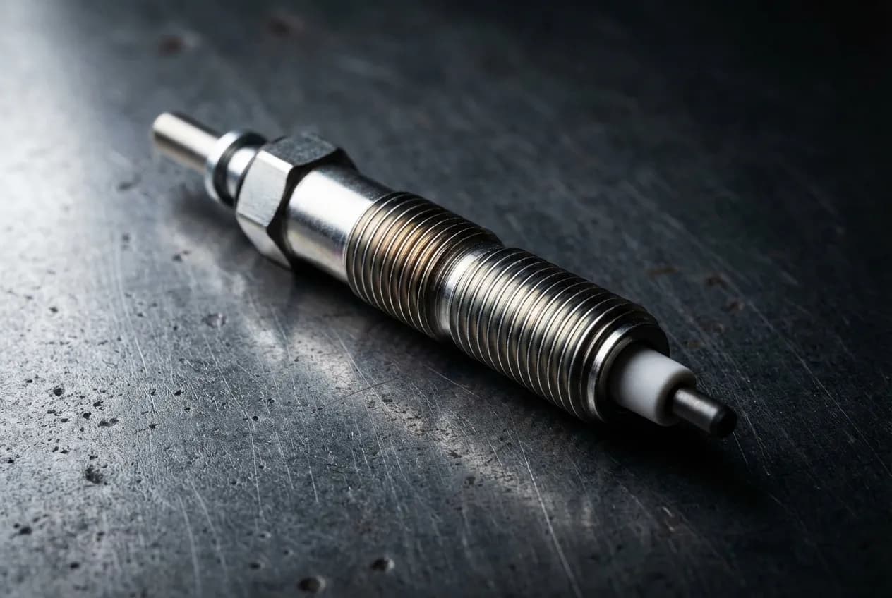 Bougie préchauffage 1.6 HDi : Quand et comment la changer ? Miniature d'une bougie de préchauffage pour moteur 1.6 HDi, neuve et photographiée en gros plan sur un fond sombre et épuré.