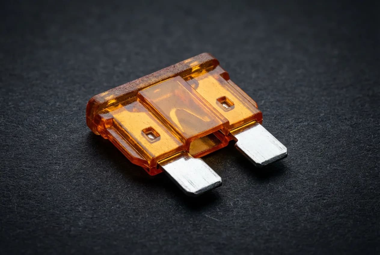 Fusible direction assistée 207 : emplacement et remplacement Gros plan sur un fusible automobile coloré, composant essentiel pour la direction assistée.