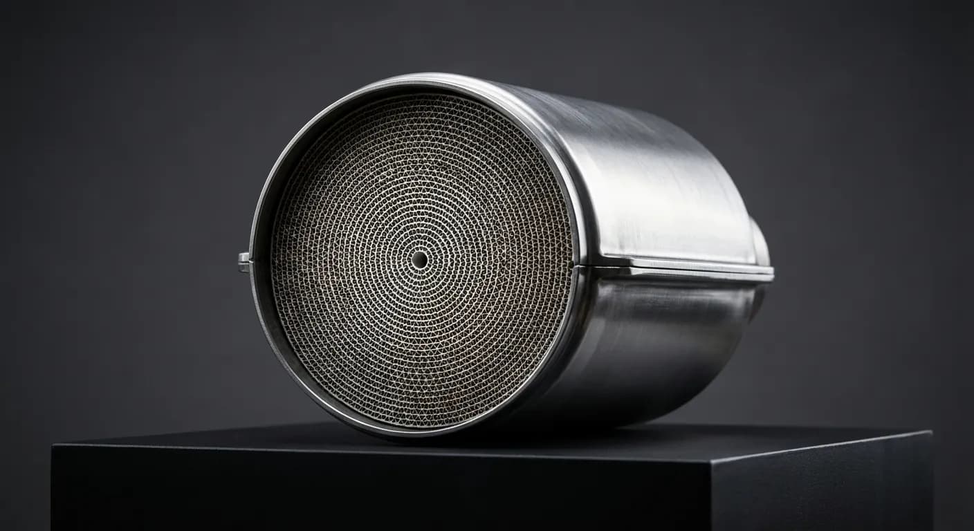 Code P2002 Nissan : Diagnostic, Causes et Solutions FAP Miniature d'un filtre à particules (FAP) pour Nissan, détail iconique.