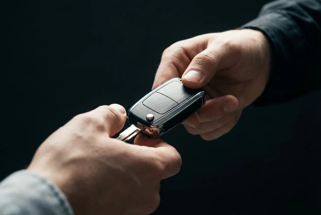 BH Car Avis : Est-ce un service fiable pour votre voiture ? Gros plan symbolique d'une remise de clés de voiture, représentant une transaction réussie via le réseau BH Car.