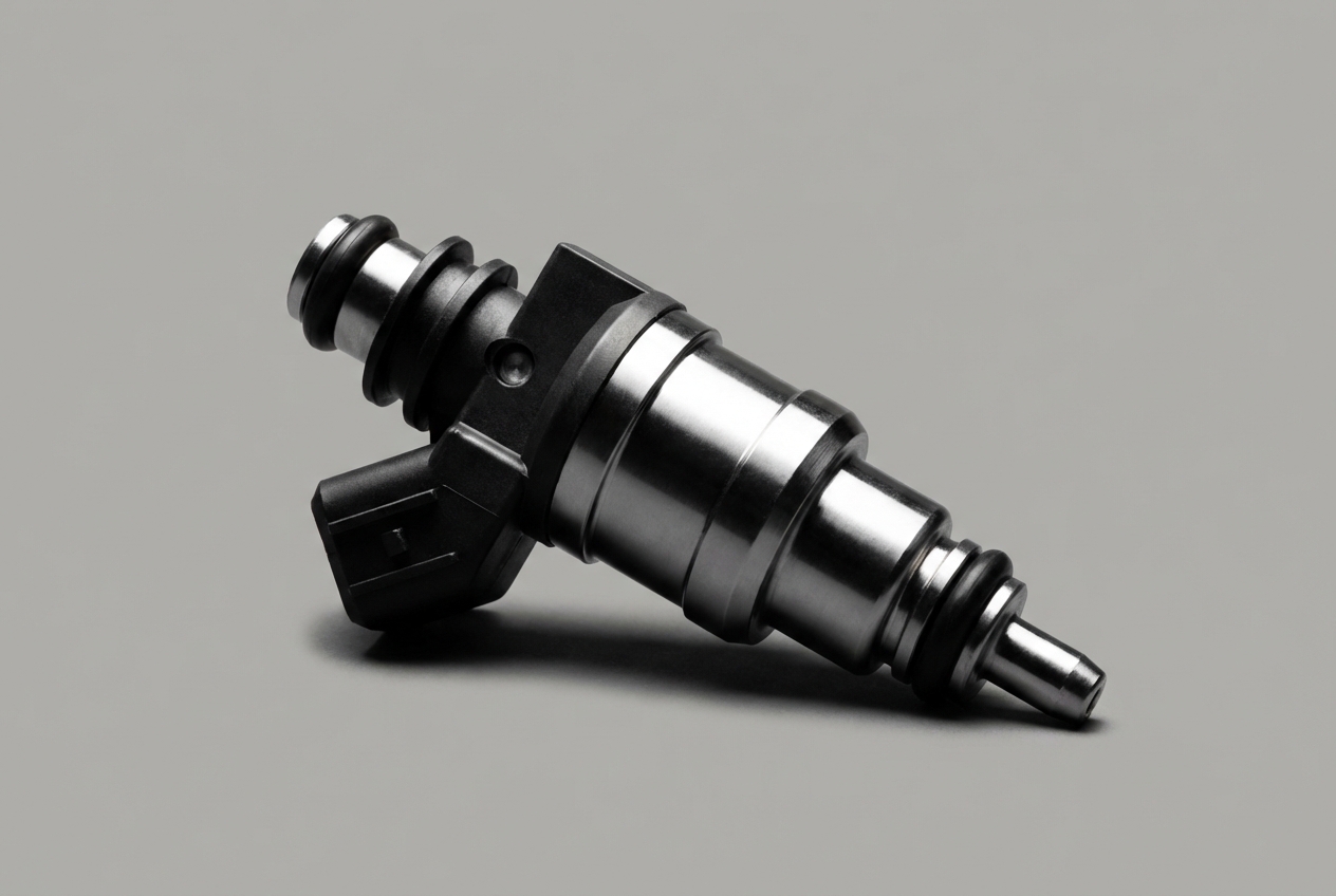 Injecteur de carburant automobile sur fond uni